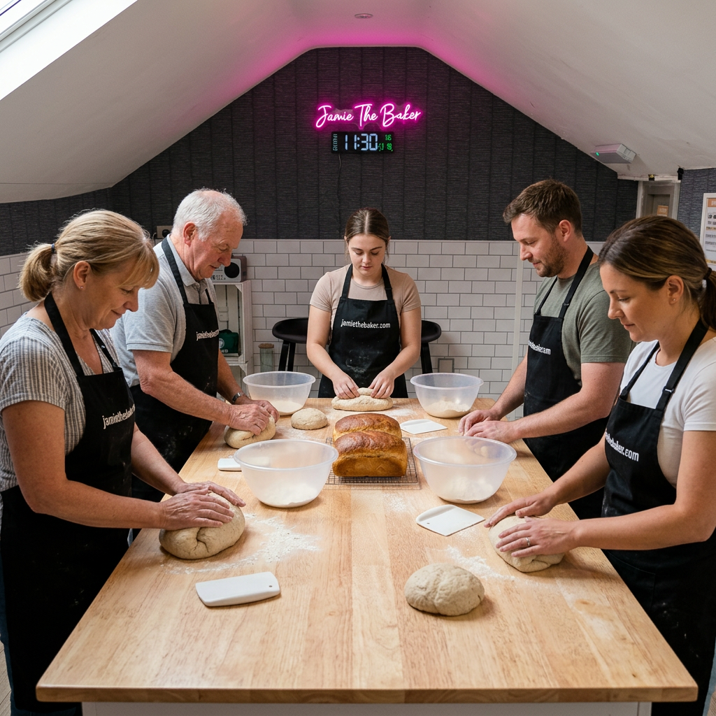 Bread making course illustration using Jamie’s studio photos, from his studio in Llansteffan