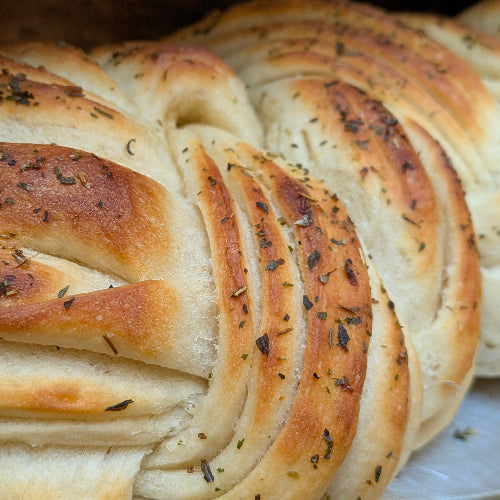 Short courses. Garlic herb twisted bread