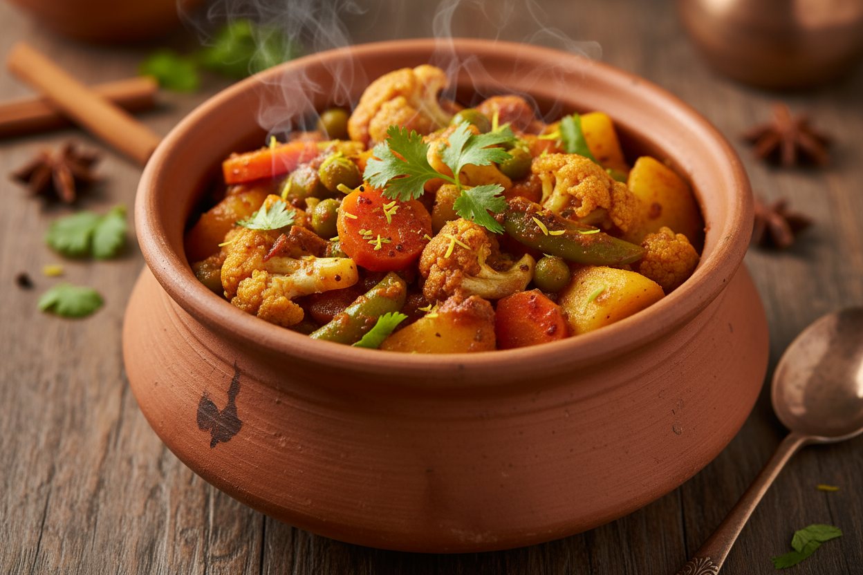 vegetable curry in Handi pot
